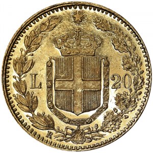Taliansko, Talianske kráľovstvo, Umberto I. (1878-1900), 20 Lire 1883, Rím