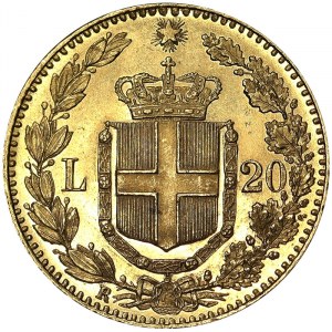 Taliansko, Talianske kráľovstvo, Umberto I. (1878-1900), 20 Lire 1890, Rím
