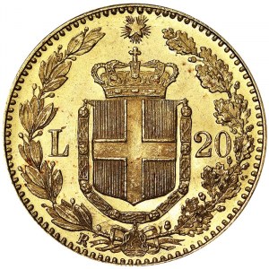 Taliansko, Talianske kráľovstvo, Umberto I. (1878-1900), 20 Lire 1891, Rím