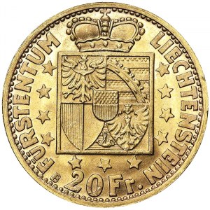 Lichtenštajnsko, kráľovstvo, František Jozef II (1939-1990), 20 frankov 1946