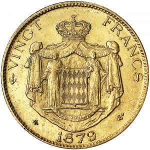 Monako, knížectví, Karel III (1856-1889), 20 franků 1879, Paříž