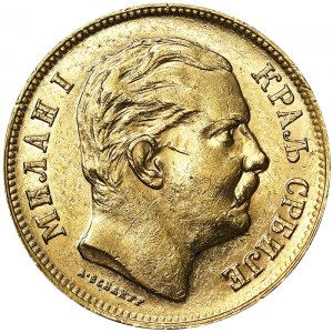 Serbia, Kingdom, Milan Obrenovich IV (1868-1889), 20 Dinara 1882