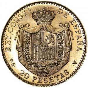 Španělsko, Království, Francisco Franco (1939-1975), 20 peset 1896 *1961, Madrid