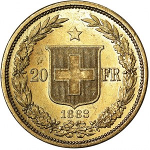 Switzerland, Swiss Confederation (1848-date), 20 Francs 1883