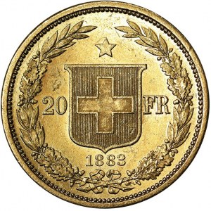 Schweiz, Schweizerische Eidgenossenschaft (1848-datum), 20 Franken 1883