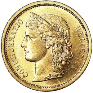 Switzerland, Swiss Confederation (1848-date), 20 Francs 1886