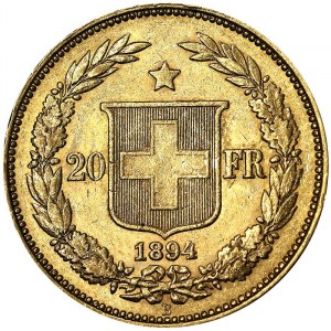 Švajčiarsko, Švajčiarska konfederácia (1848-dátum), 20 frankov 1894