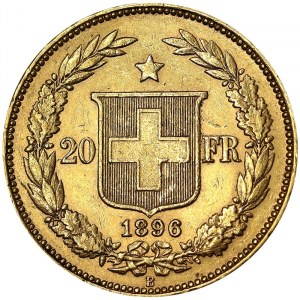 Suisse, Confédération suisse (1848-date), 20 Francs 1896