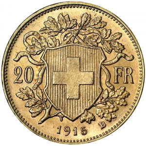 Switzerland, Swiss Confederation (1848-date), 20 Francs 1915
