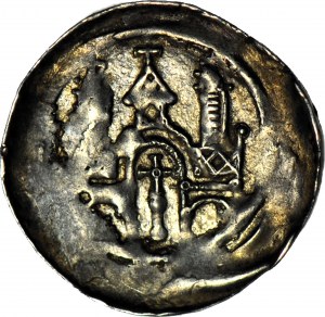 Nemecko, opátstvo Selz, Denár 1180-1200, biskup s pastoračným/cirkevným zborom