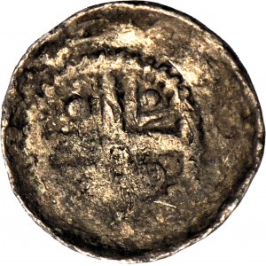 Ladislao I Herman 1081-1102, Denario, Wrocław, Testa di San Giovanni, capelli lunghi