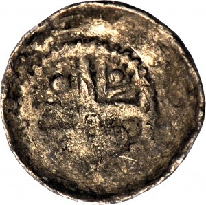 Ladislav I. Herman 1081-1102, denár, Vroclav, hlava svätého Jána, dlhé vlasy