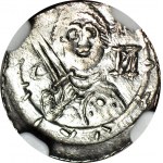 RRR-, Ladislaus II the Exile 1138-1146, Denarius, Bishop in ornate headdress with POMPON