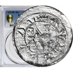 R-, W. II Wygnaniec 1138-1146, Cracow denarius, Fight with lion, minted