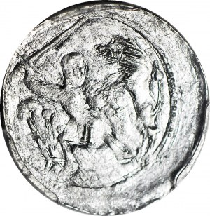 R-, W. II Wygnaniec 1138-1146, Denar Kraków, Walka z lwem, menniczy