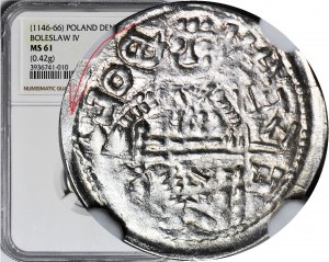 RR-, Boleslaw IV the Curly, Denar, Relic/prince, inscription LEFT