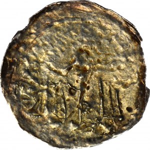 Boleslav I. Vysoký 1163-1201, denár cca 1177-1201, Figury/Široký kříž, R2