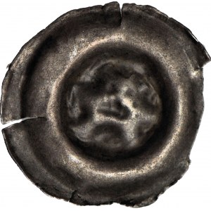 Polsko, Brakteat 13./14. století, naproti korunovaná hlava vola