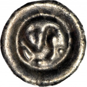 RR-, Poméranie occidentale, (Swietopelk II le Grand 1220-1266 ?), Brakteat, oiseau et lis