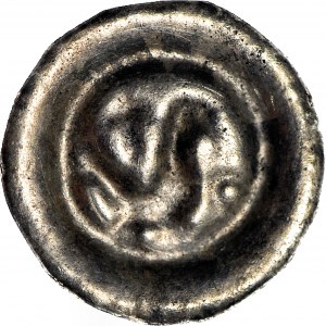 RR-, Poméranie occidentale, (Swietopelk II le Grand 1220-1266 ?), Brakteat, oiseau et lis