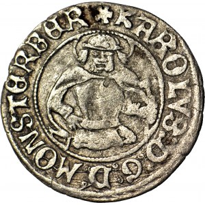 RR-, Sliezsko, Ziębicko-Oleśnické kniežatstvo, Karol I., penny 1518, Zloty Stok, R5