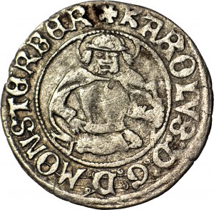 RR-, Slezsko, Ziębicko-Oleśnické knížectví, Karel I., penny 1518, Zloty Stok, R5