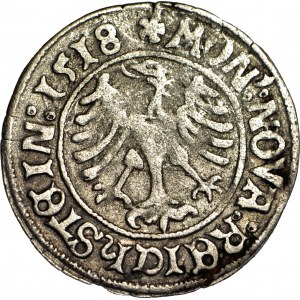 RR-, Slezsko, Ziębicko-Oleśnické knížectví, Karel I., penny 1518, Zloty Stok, R5