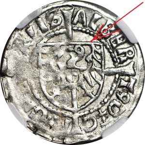 RR-, Zakon Krzyżacki, Albrecht Hohenzollern, Grosz 1519, Królewiec, mały orzeł w tarczy