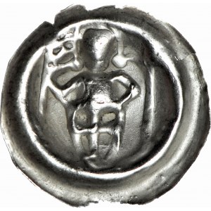 RR-, Ordine Teutonico, Brakteat 1247-1258, Torun, Cavaliere con scudo, raro