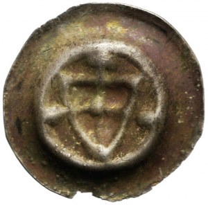 R-, Teutonic Order, Brakteat, Shield with a cross on the sides and at the top three spheres
