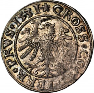 Sigismund I the Old, 1531 penny, Torun, PRVS/PRVS, nice