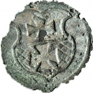 RR-, Sigismund I the Old, Denarius without date, Elblag, heart-shaped shields