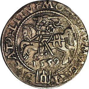 RR-, Sigismondo II Augusto, ritratto su piede lituano, penny 1559, Vilnius