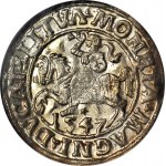 RR-, Sigismond II Auguste, Demi-penny 1547, Vilnius, L/LITVA, non oblitéré et très rare