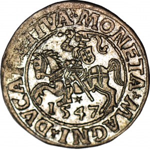 Sigismondo II Augusto, mezzo penny 1547, Vilnius, bella