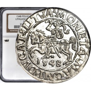R-, Sigismond II Auguste, demi-penny 1548, Vilnius, L/LITVA, frappe, plus rare