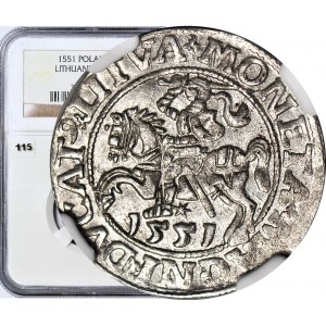 Sigismond II Auguste, demi-penny 1551, Vilnius, frappé
