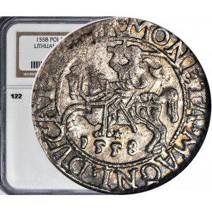 Sigismondo II Augusto, mezzo penny 1558, Vilnius, LI/LITVA coniato