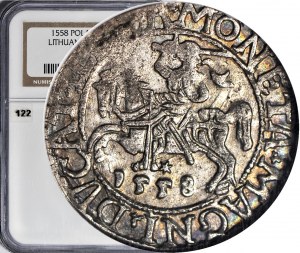 Sigismond II Auguste, demi-penny 1558, Vilnius, LI/LITVA frappé