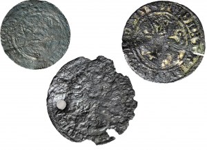 Sada 3 dobových padělků Zikmund Starý půlpenny, Zikmund III. šilink, Slezsko 3 krajcary