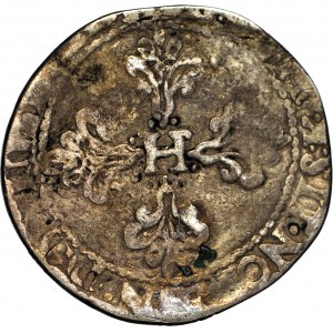 R-, Henry Valezy, roi de Pologne, franc 1576, date sous le buste