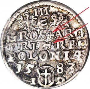 R-, Stefan Batory, Trojak 1583, Olkusz, croci sul rovescio - raro