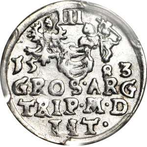 Stefan Batory, Trojak 1583, Wilno, pod popiersiem Leliwa, piękny