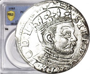 R-, Stefan Batory, Trojak 1585, Riga, velká hlava, vzácný, mincovna