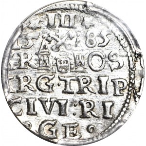 R-, Štefan Bátory, Trojak 1585, Riga, veľká hlava, vzácny, mincovňa