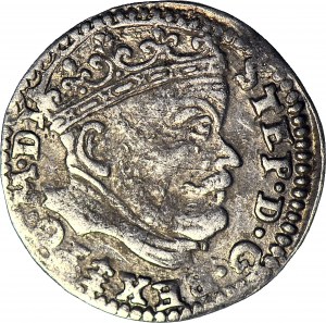 Stefan Batory, Trojak 1585, Vilnius, stemma della Prussia sotto il busto