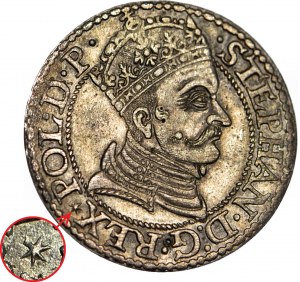RRR-, Stefan Batory, Grosz 1579, Gdańsk, GWIAZDKA po REX*