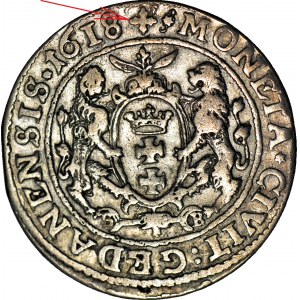 R-, Sigismond III Vasa, Ort 1618, Gdansk, croix biface, S-B par des pattes de lions