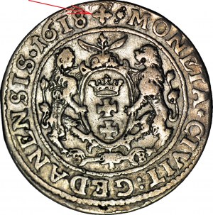 R-, Sigismund III Vasa, Ort 1618, Danzig, doppelseitiges Kreuz, S-B durch Löwentatzen