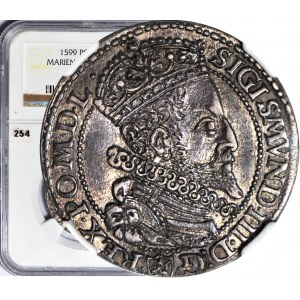 R-, Sigismond III Vasa, Sixpence 1599, Malbork, grande tête, rare, tirage